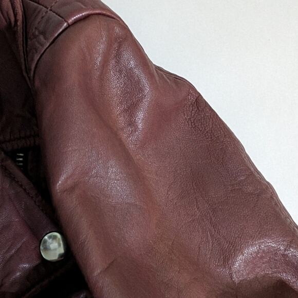 Madewell Washed Leather Motorcycle Jacket Size XS Cabernet Wine Preowned - Picture 11 of 14